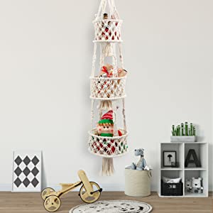 3 Tier Macrame Wall Hanging Kitchen Storage - Leechoo